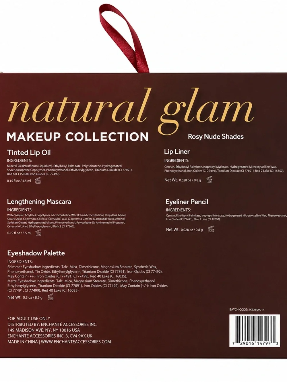 Natural Glam 5 Piece Makeup Collection Rosy Nude Eyeshadow Lip Oil Mascara Liner